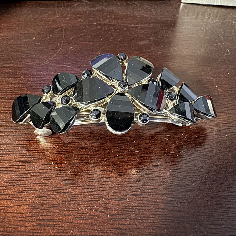 Beautiful Hair Barrette with Black Stones